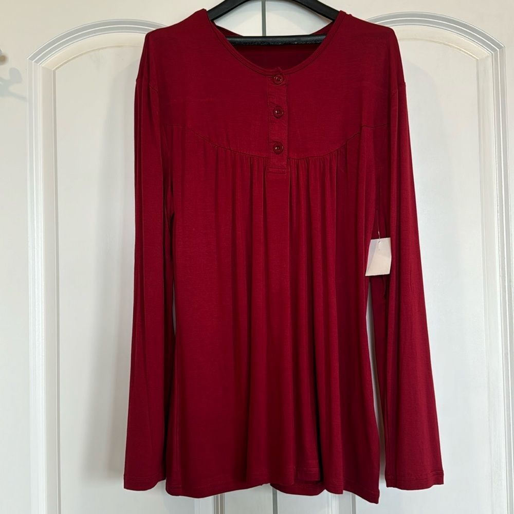 Nine Bull Women's Long Sleeve Button Loose Casual Tunic Tops Shirt Large